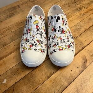 Native Kids Sneakers - White with Mickey Mouse Design - worn twice